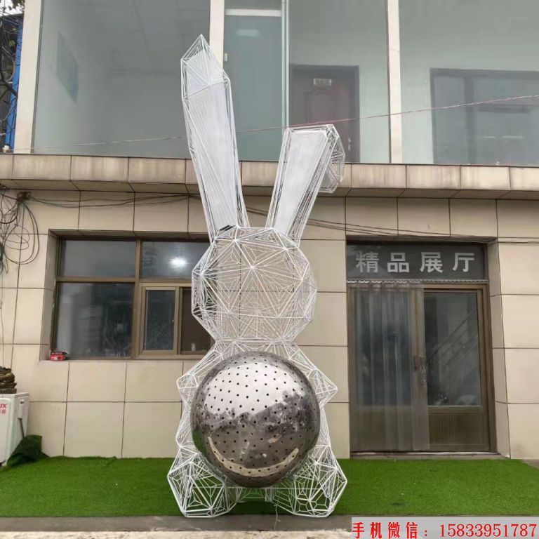 不锈钢镂空灯光兔子雕塑 夜光兔子雕塑 地产景观雕塑3