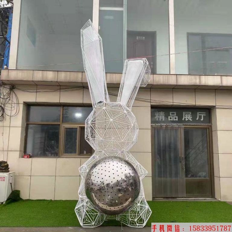 不锈钢镂空灯光兔子雕塑 夜光兔子雕塑 地产景观雕塑4