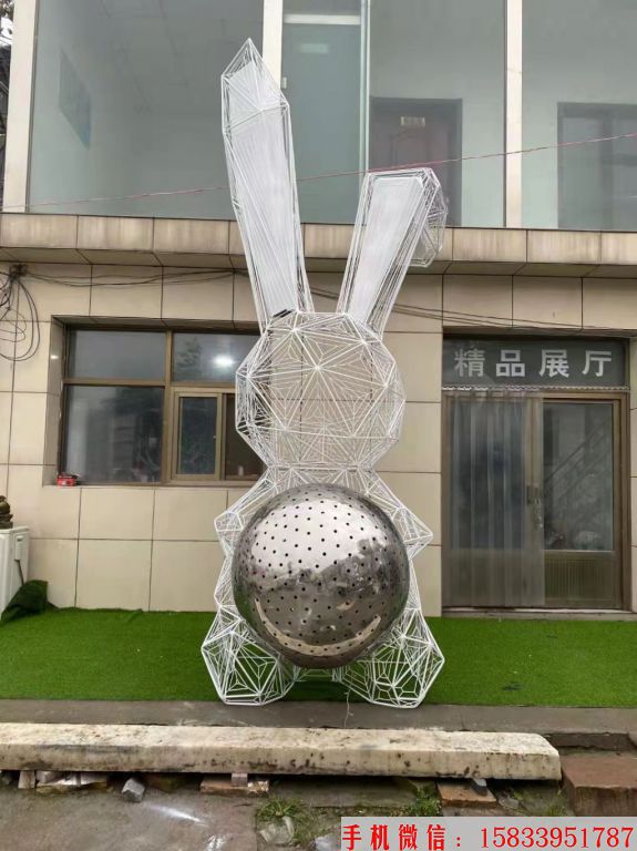 不锈钢镂空灯光兔子雕塑 夜光兔子雕塑 地产景观雕塑2