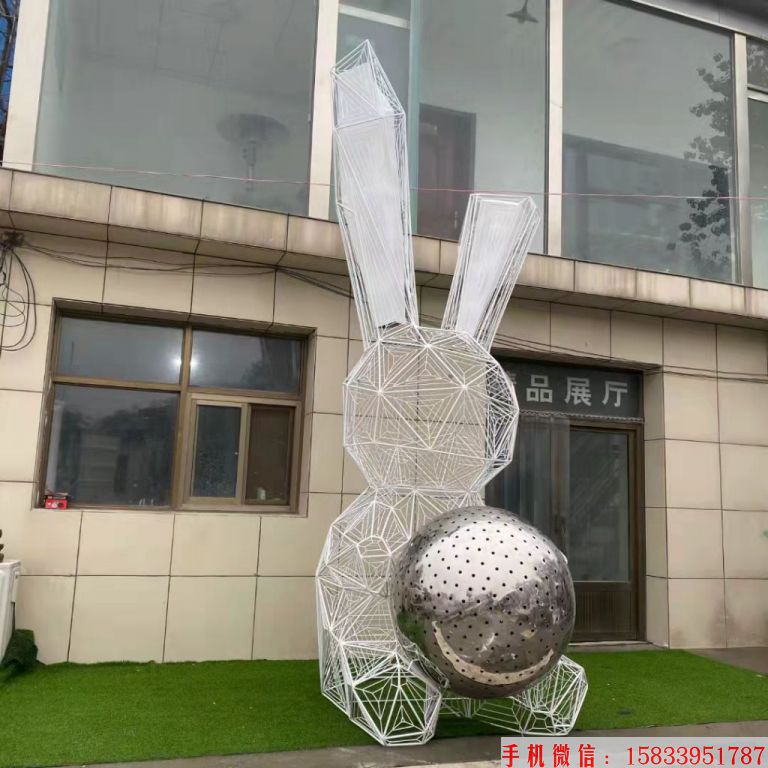 不锈钢镂空灯光兔子雕塑 夜光兔子雕塑 地产景观雕塑1