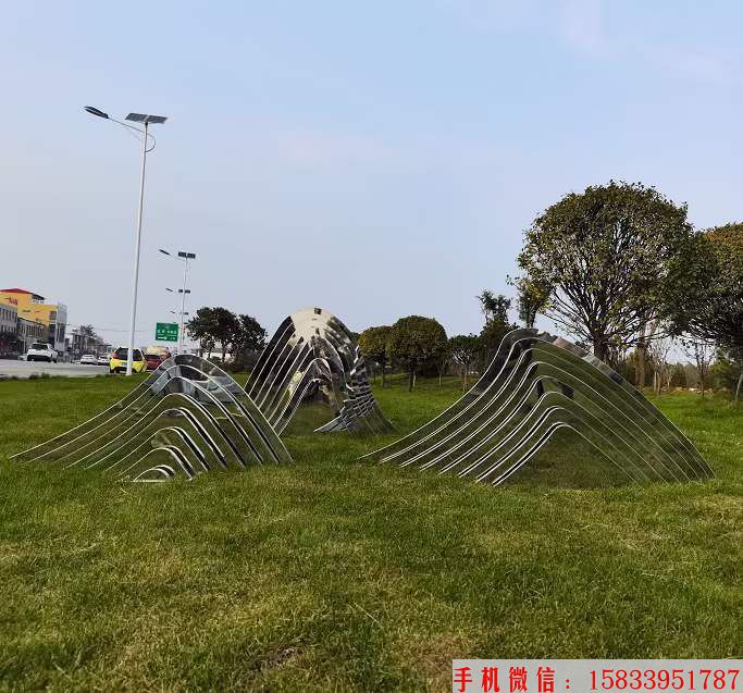不锈钢假山雕塑 草坪装饰假山景观雕塑3