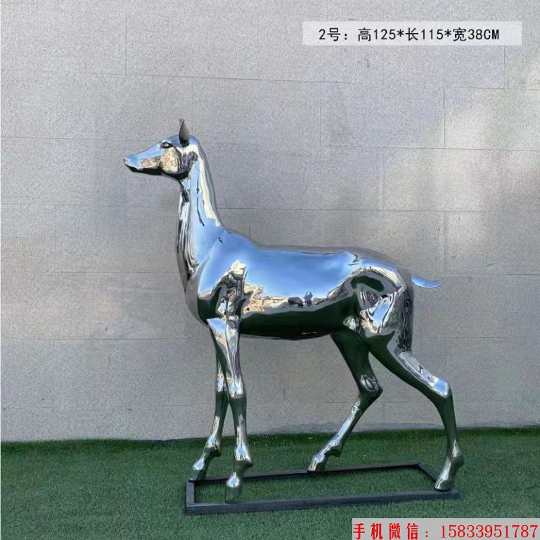 不锈钢镜面鹿雕塑 小区景观动物鹿雕塑6