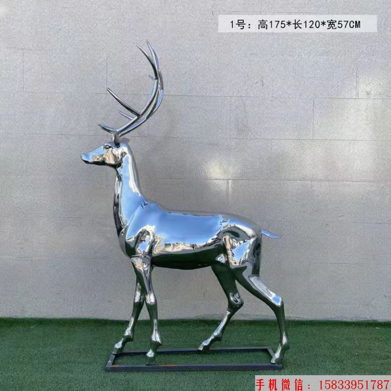 不锈钢镜面鹿雕塑 小区景观动物鹿雕塑4
